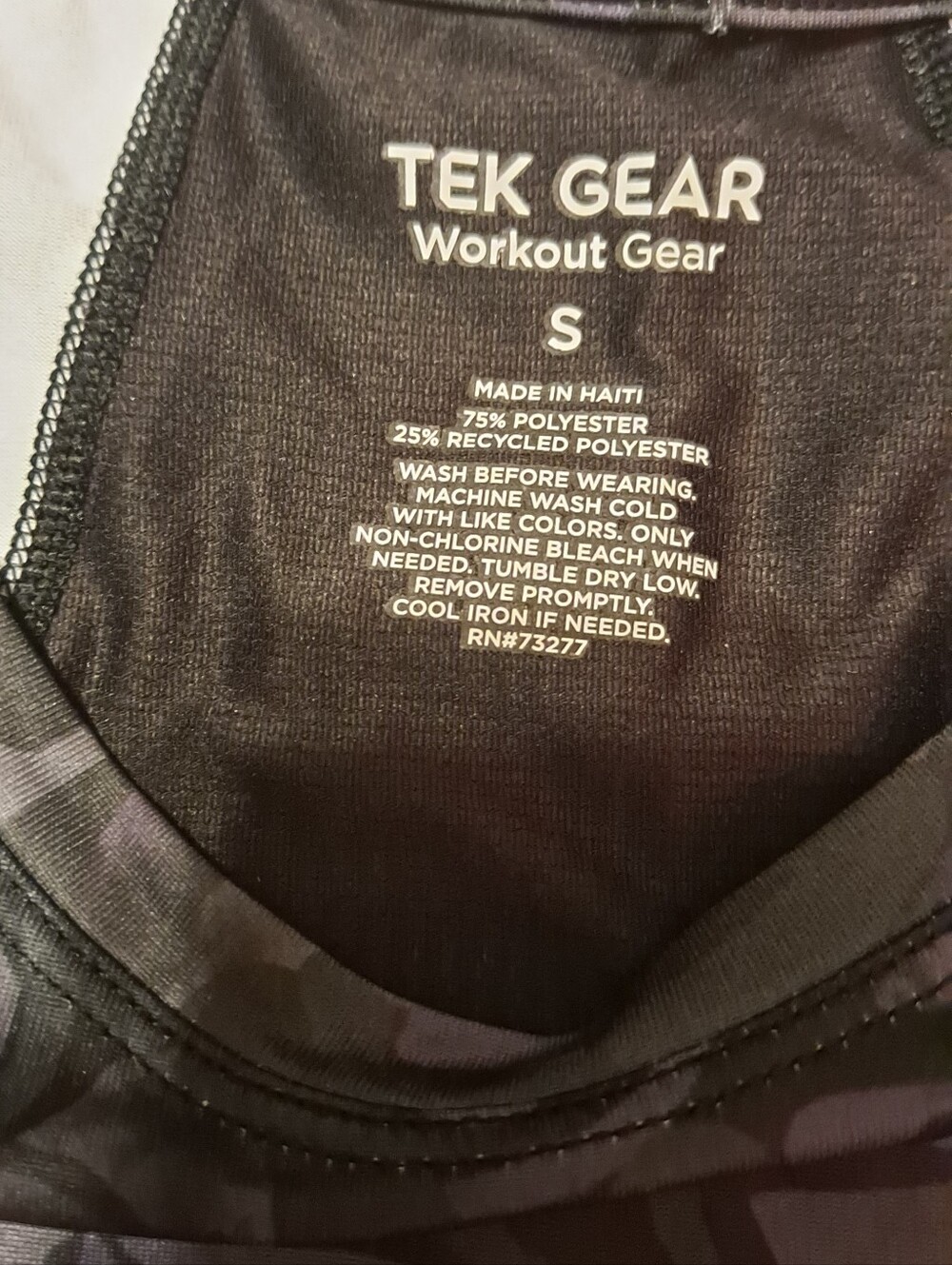 tek gear Womens Black & Charcoal Camo Short Sleeve Performance Tee Sz S - Picture 4 of 7